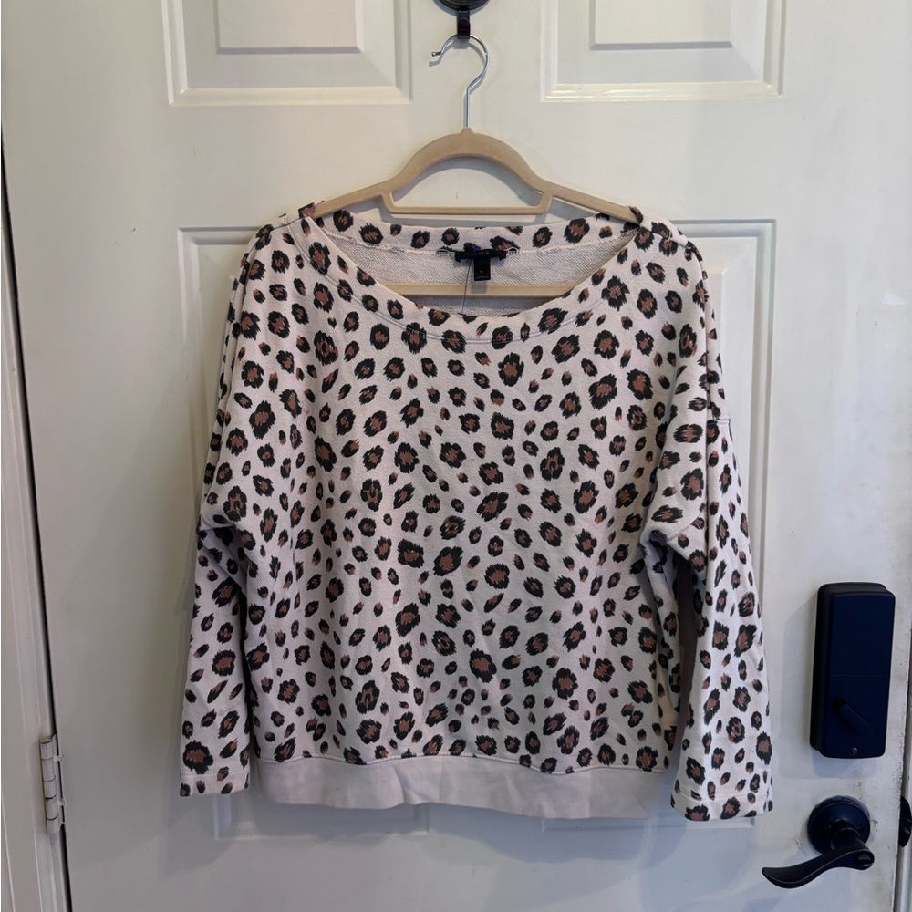 J. Crew Animal Print Crew Neck Sweater - Cream and Brown - Picture 2 of 4